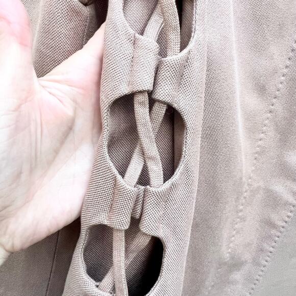 Helmut Lang Long Sleeve Side Cut Out Button Front Long Coat Brown Women's US 6 - Picture 10 of 13